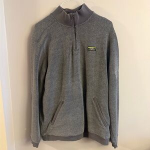L.L.Bean Gray Sherpa Quarter Zip Fleece Pullover L Tall